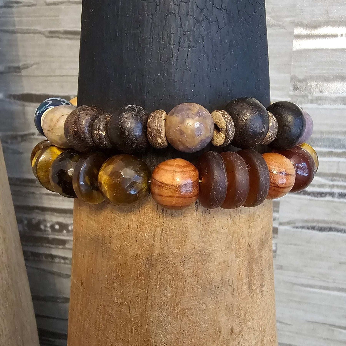 Faceted Tiger's Eye and Carnelian Bracelet (Natural Stone)